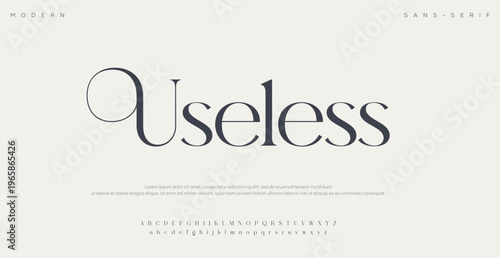Modern typography design with the word Useless on a beige background