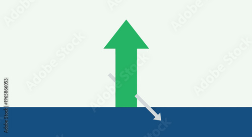 Green Arrow Pointing Upwards with Shadow.