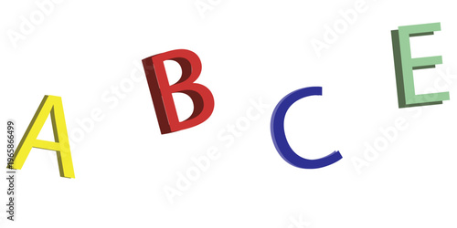 Decorative alphabet with bright coloring, vector illustration