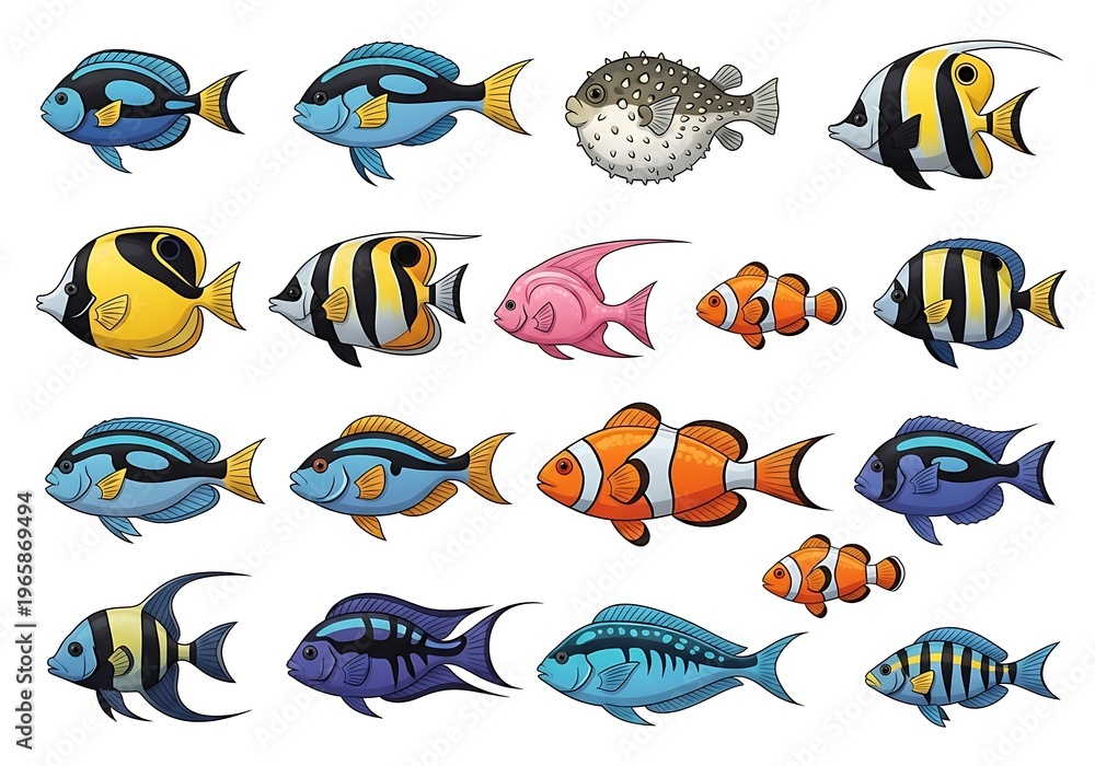 Fototapeta premium Colorful Fish Illustrations