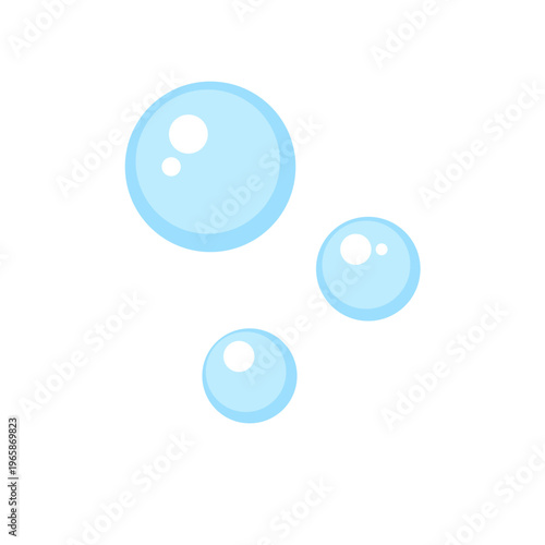Three floating blue round bubbles