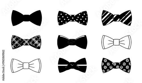 Collection of bow ties in various patterns and designs
