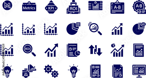 Collection of business and finance related icons and symbols for infographics and presentations