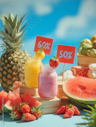 Breakfast Table With Fruits, Oatmeal, Orange Juice, and Notebook in a Sunny K...