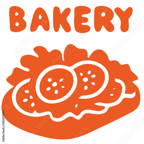 Breakfast bakery pastry with jam filling and fruit topping sweet dessert illustration