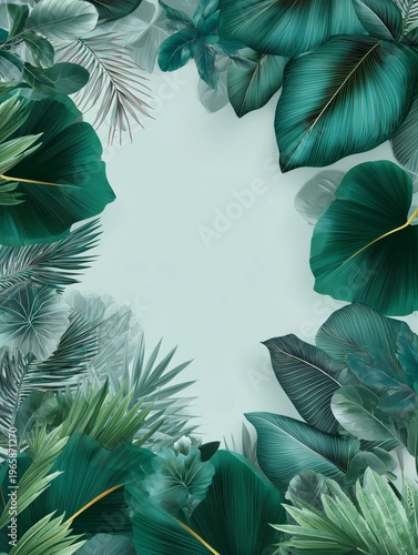 Leafy Plants Surround a Light Background in a Decorative Arrangement for Design Purposes
