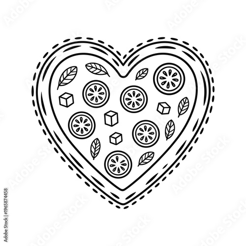 Black and white circular pattern with floral and geometric motifs