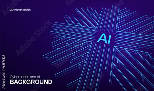 Abstract digital futuristic with ai circuit technology and background blue computer. Concept data electronic with science tech board and cyber motherboard network.