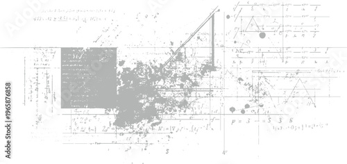 Vintage handwritten mathematical equations and geometric diagrams on textured paper