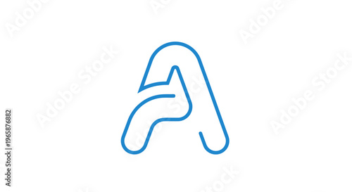 Modern blue outline letter A icon design. Abstract initial symbol on a clean white background for technology, branding, and digital concepts.