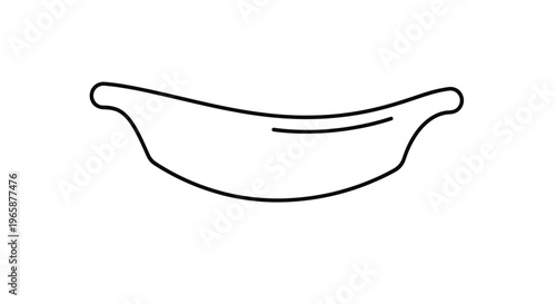 Minimalist black outline banana icon on white background, simple fruit illustration, line art pictogram for healthy eating.