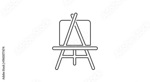 Minimalist easel and canvas line art icon. Outline vector illustration for art, painting, drawing, and creative design concepts.