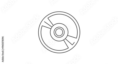 Minimalist Digital Data Disc Icon. Stylized Line Art Vector Symbol for Technology, Information Storage, and Software