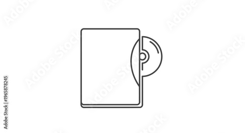 CD DVD Disc and Case Line Icon. Optical Media Storage Symbol for Software, Music, Video, or Data. Digital Content