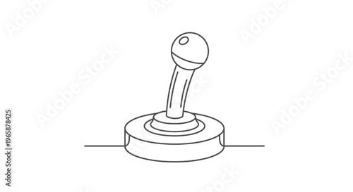 Retro gaming joystick vector icon. Classic arcade game controller line art illustration, simple minimalist outline graphic element.