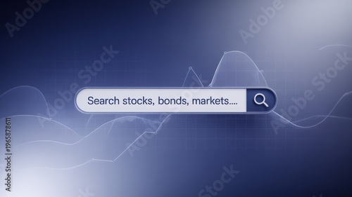 Search bar interface displaying financial market and stock search options