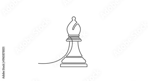 Continuous one line drawing of a minimalist chess bishop piece. Vector art for strategic games, planning, and abstract concepts.
