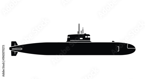 Silhouetted submarine illustration depicting a naval vessel at sea