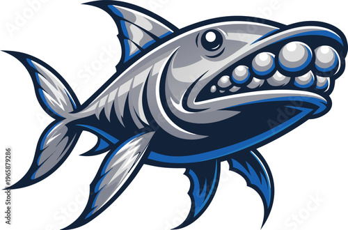 aggressive barracuda fish attacking vector illustration