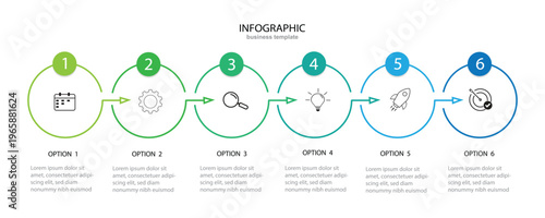 business infographic template whit 6 steps vector illustration.