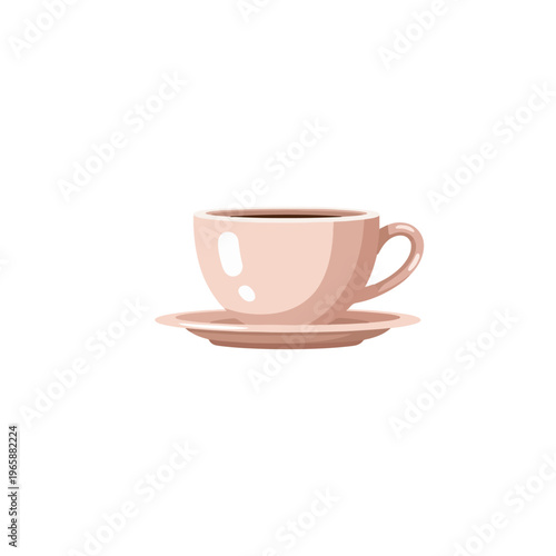 Hot Coffee Cup Flat Vector Beverage Illustration