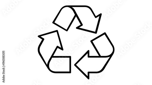 Universal Recycling Symbol Vector Icon Illustration, Minimalist Black Line Art of Three Chasing Arrows in a Mobius Loop, Eco-Friendly Sustainability and Environmental Conservation Concept Graphic
