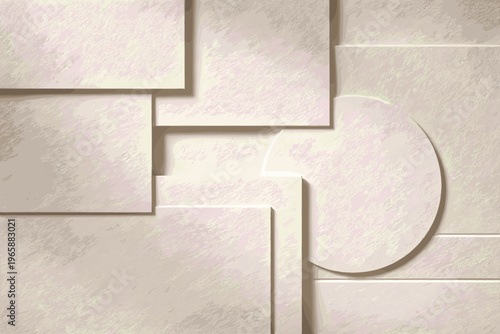 Elegant embossed paper texture with layered geometric shapes and soft shadows