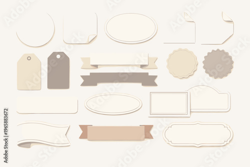 Collection of vintage paper elements for design and crafting