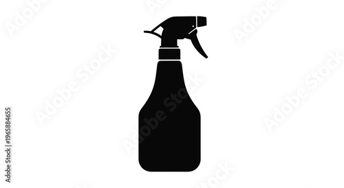 A black silhouette of a spray bottle against a white background