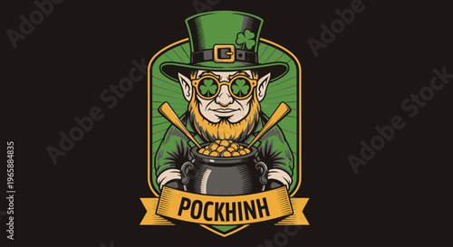 Leprechaun Cartoon Character Wearing Green.