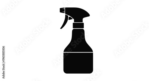 A black silhouette illustration of a spray bottle isolated on white
