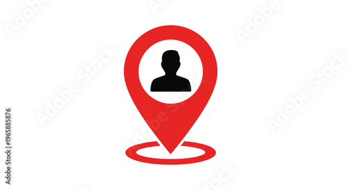Red location pin icon featuring a silhouette of a person s head