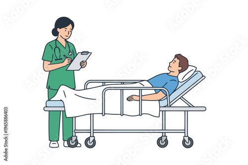 Hospital Nurse Checking Bedridden Patient