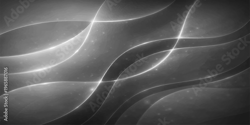 A flowing blue wave design with futuristic fractal curves and soft light lines creates a digital art texture on a dark space wallpaper background