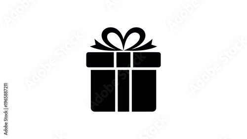 Black gift box with ribbon present