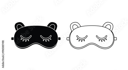 Two sleep masks one black one pink both with cute bear like ears