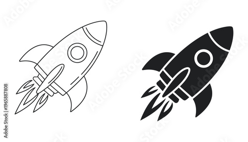 rocket icons pack, startup growth and business launch concept symbols, speed innovation and progress signs, success and development illustration, simple modern vector set isolated on white background.