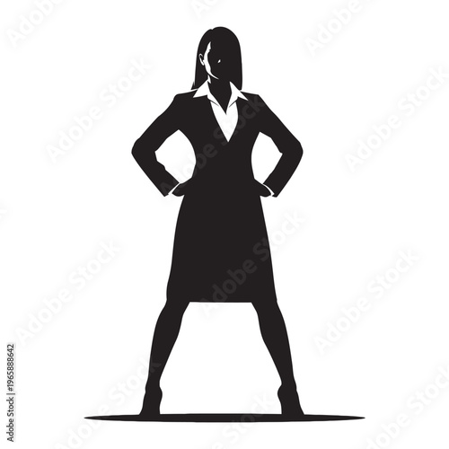 Confident business woman standing with hands on hips