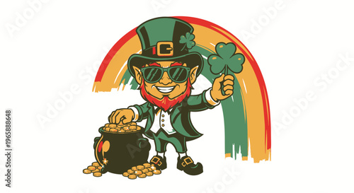 Leprechaun Cat Wearing Green Suit.