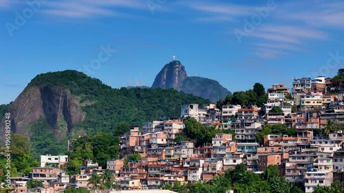 Corcovado Mountain With Christ the Redeemer Statue Rising Above the Favela in Rio de Janeiro, Brazil