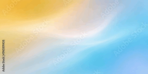 Bright abstract watercolor background with soft blue waves and colorful sky clouds creating a textured nature illustration design for a light vector wallpaper backdrop