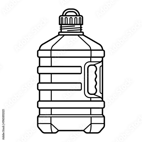 Outline vector icon of water dispenser gallon bottle, industrial container form, precise outline geometry, no text