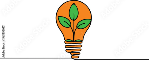 Eco friendly light bulb with green leaves inside  symbol of energy saving and environmental protection