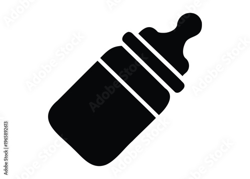 Baby bottle silhouette vector illustration black and white
