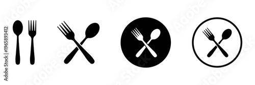 Minimalist Crossed fork and spoon icon representing dining, catering, and restaurant services vector illustration