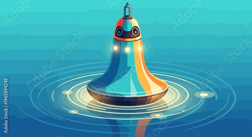 Vibrant Blue and Orange Glass Buoy.