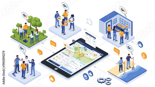 People interacting with a smartphone.