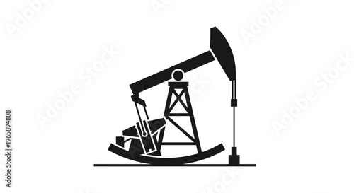 Oil pump jack silhouette icon isolated on light background for petroleum extraction industry