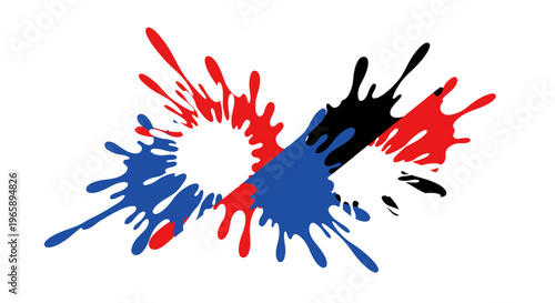 Colorful paint splashes on white.