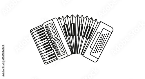 Accordion Musical Instrument Closeup View.